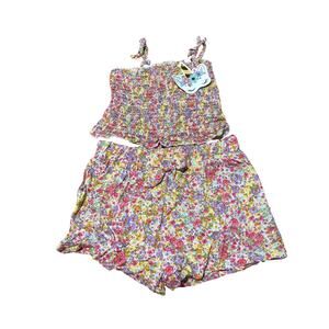 Btween 8 floral shorts and stretch tank top with scrunchie nwt unworn